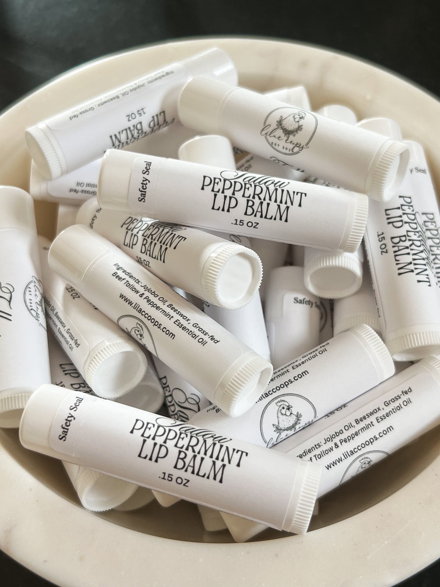 Tallow Peppermint Lip Balm (Plastic)